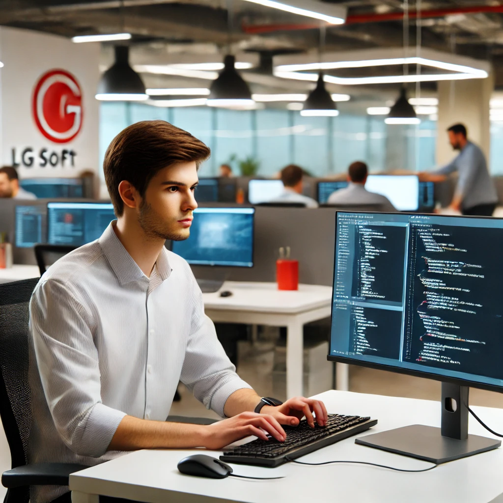 Java Developer working on coding project at LG Soft India - Freshers Hiring 2024