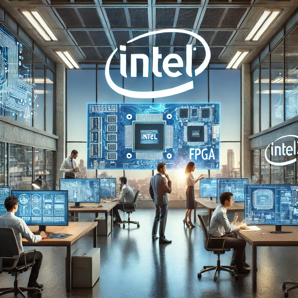 Intel Hiring Graduate Engineer Trainee for Altera-IP Design Verification Lead Role in Bangalore  : A-professional-and-modern-image-showcasing-an-Intel-office-environment-with-engineers-collaborating-on-high-tech-design-verification-processes.-The-sc