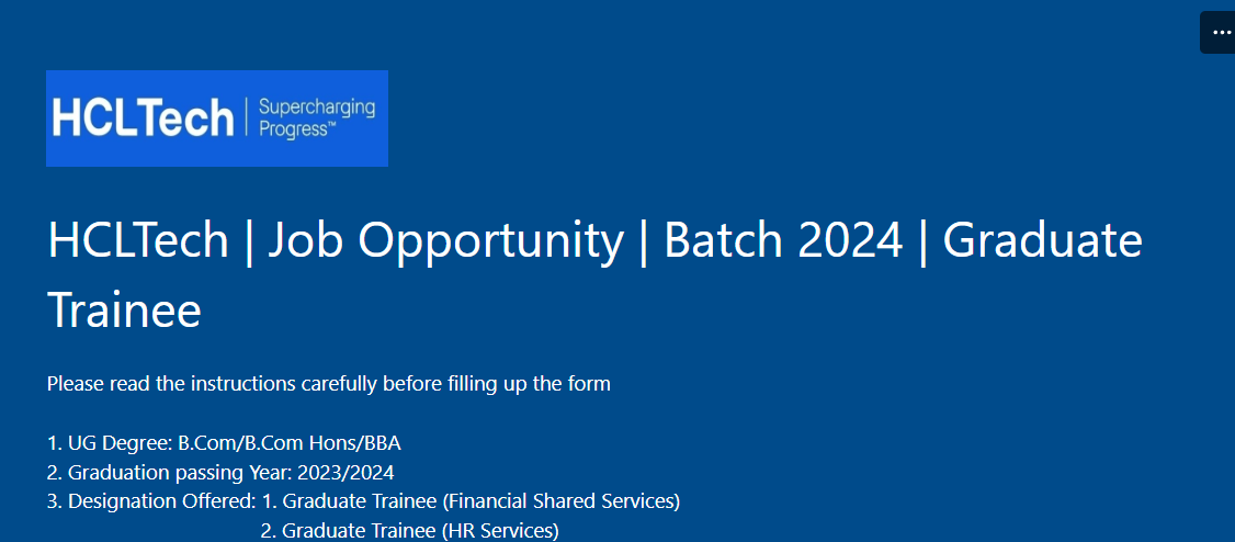 Fresh graduates joining HCLTech as Graduate Trainees in Financial Shared Services or HR Shared Services at their Lucknow, Nagpur, or Chennai offices.