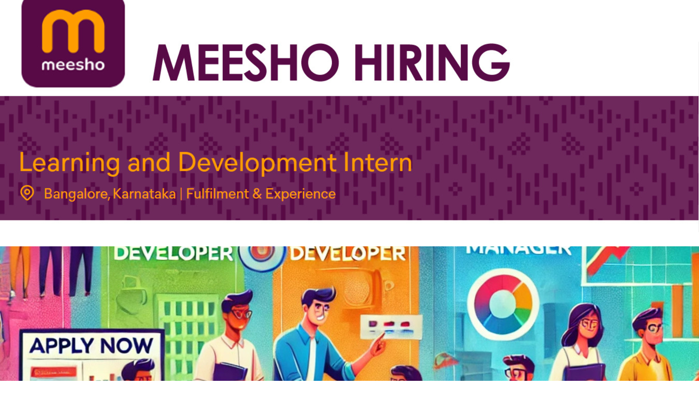 Meesho Freshers Internship 2024 Hiring for Multiple Roles – L&D, Android Developer, TA Coordinator, Ad Sales Manager | Apply Now