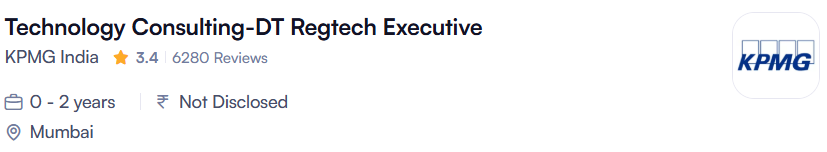 KPMG India is Hiring NOW: Technology Consulting – DT Regtech Executive in Mumbai