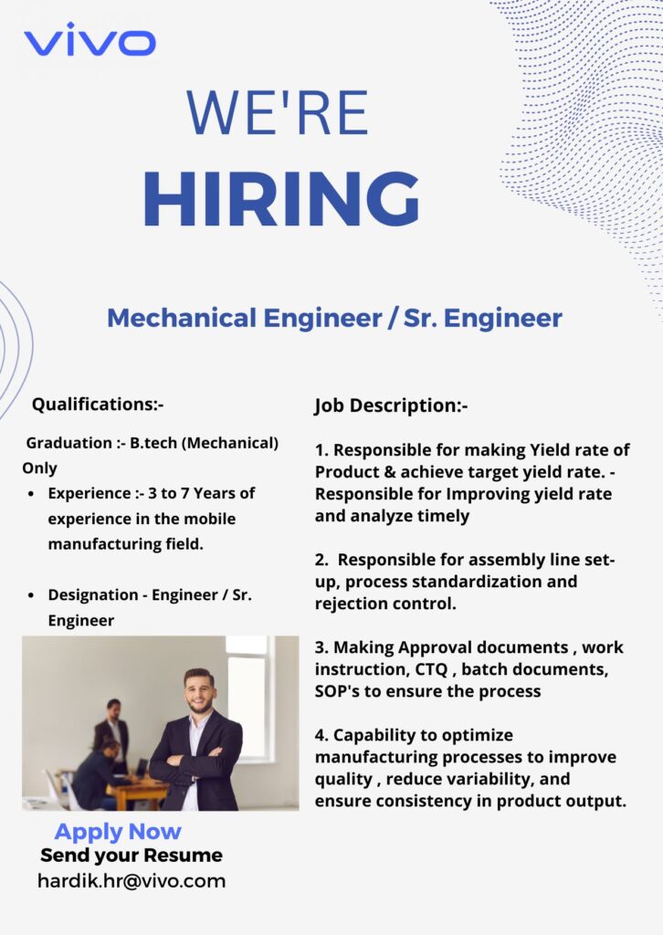 VIVO Hiring Mechanical Engineer & Sr Engineer | Apply Now 2026