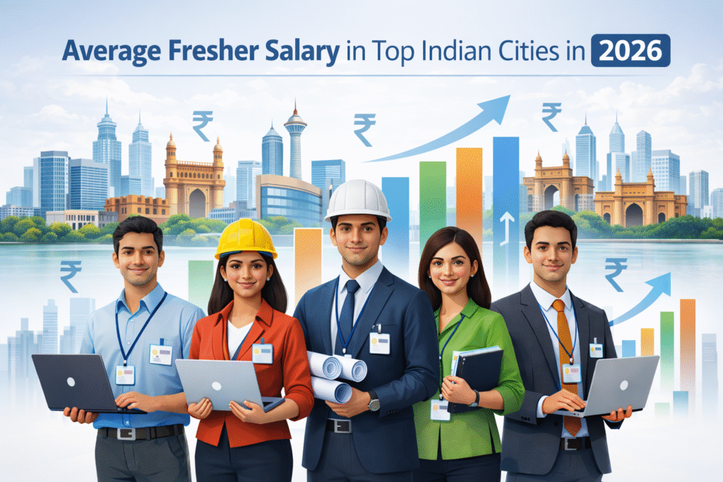 Average fresher salary in top Indian cities in 2026