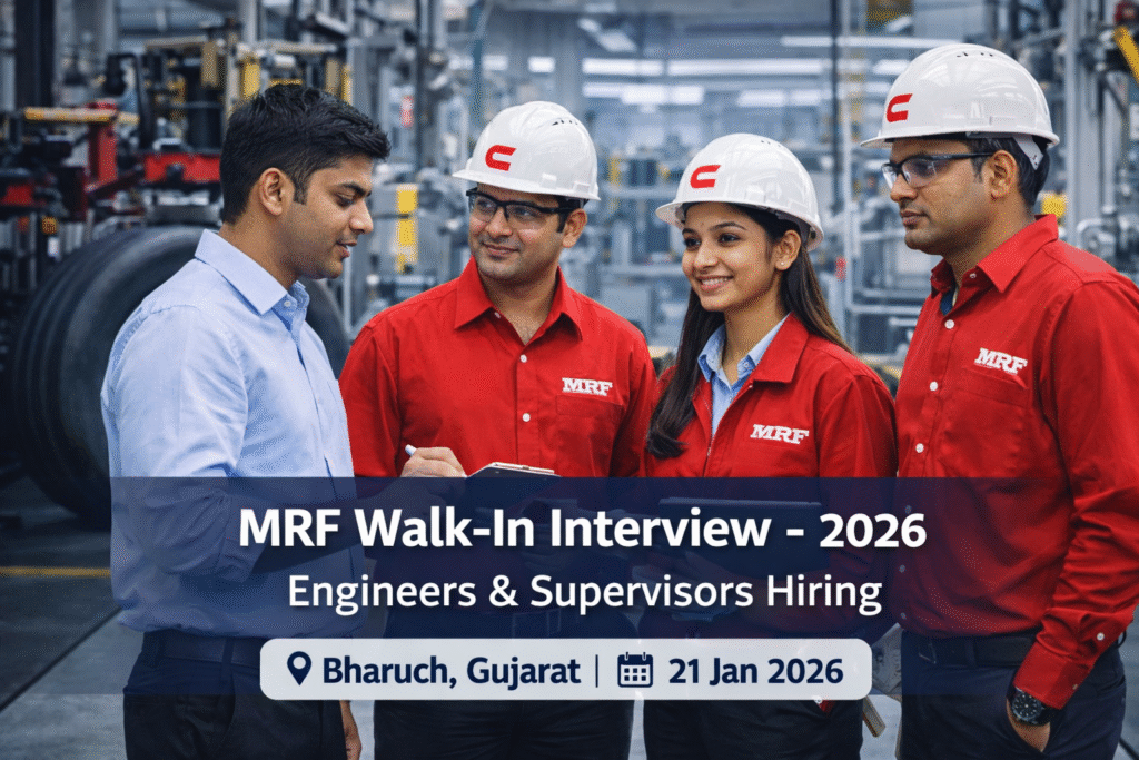 MRF Walk-In Interview 2026 Bharuch | Engineers & Supervisors | CareerFI.in