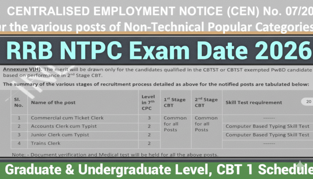 Railway NTPC Exam Pattern, RRB NTPC Graduate Posts, RRB NTPC Undergraduate Posts