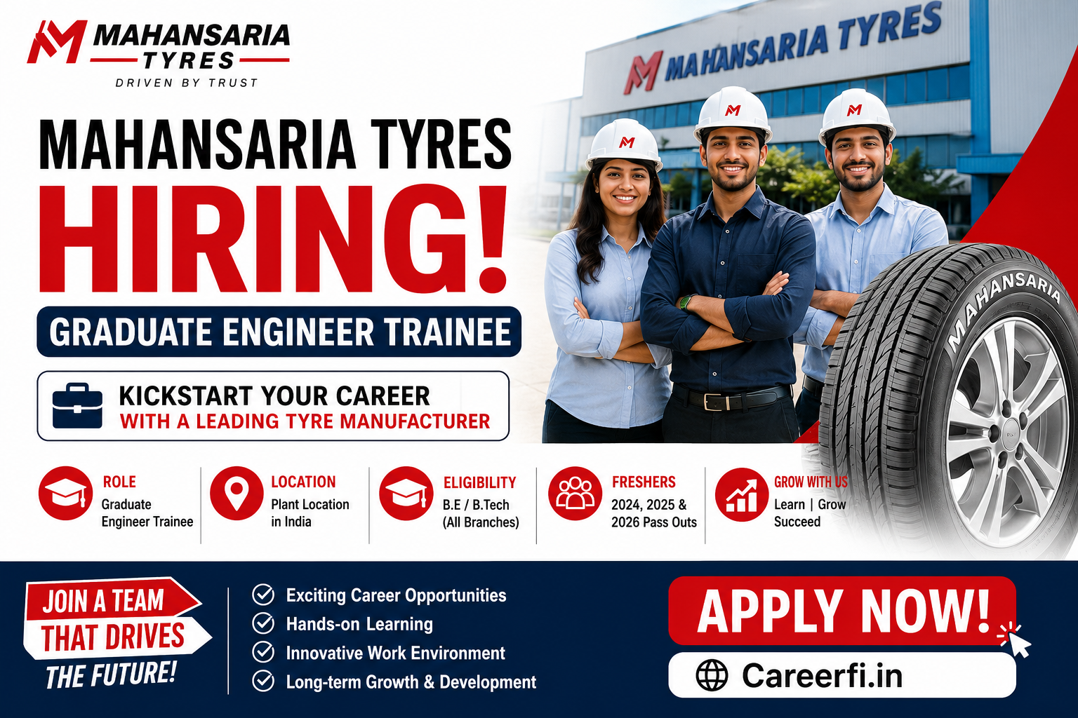 HUGE Opening: Mahansaria Tyres Hiring 50+ Graduate Engineers for ₹3.25 LPA! Freshers Must Apply!