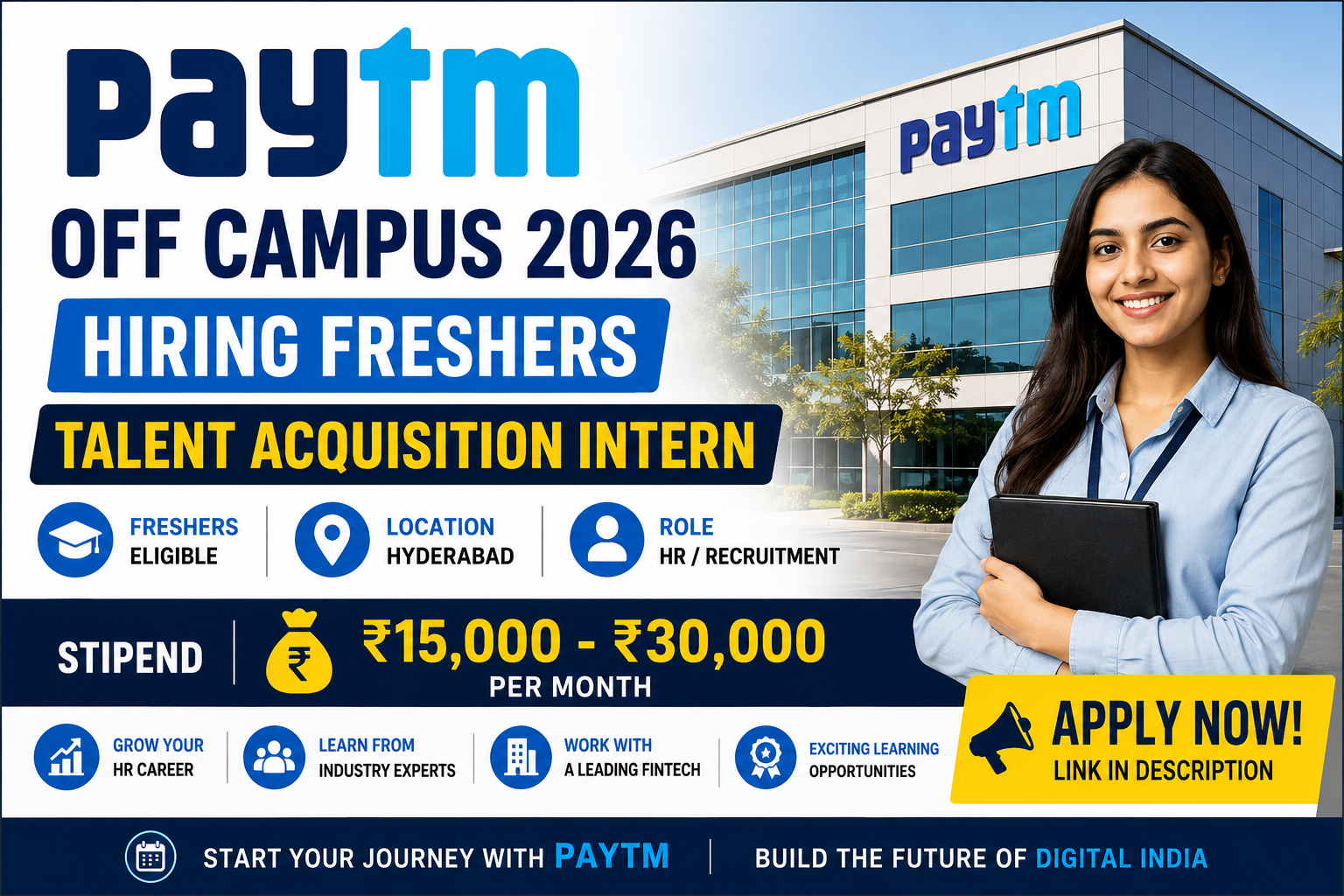 Paytm Announces Freshers Hiring 2026 for Talent Acquisition Intern in Hyderabad
