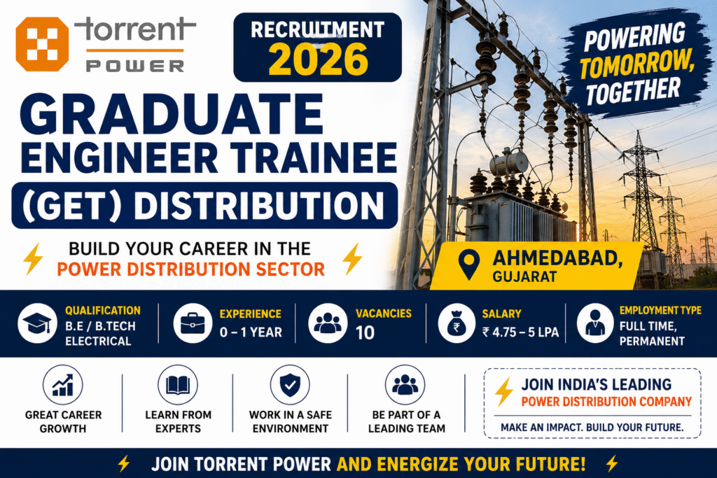 Torrent Power Announces GET Hiring 2026 for Electrical Engineers in Ahmedabad