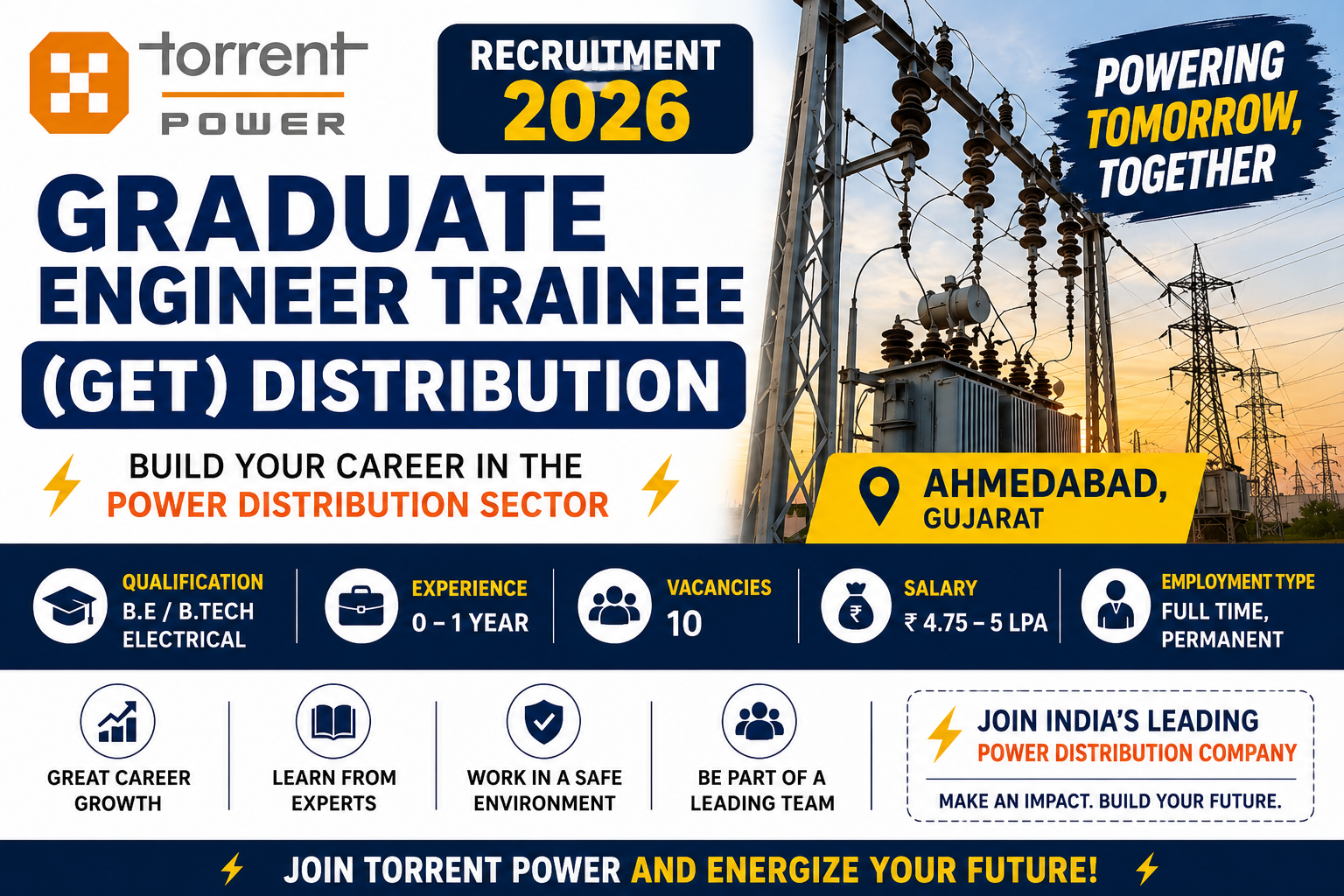 Torrent Power Announces GET Hiring 2026 for Electrical Engineers in Ahmedabad
