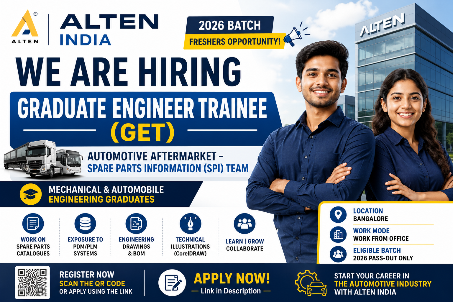 ALTEN India Hiring Graduate Engineer Trainees 2026 for Mechanical and Automobile Engineers