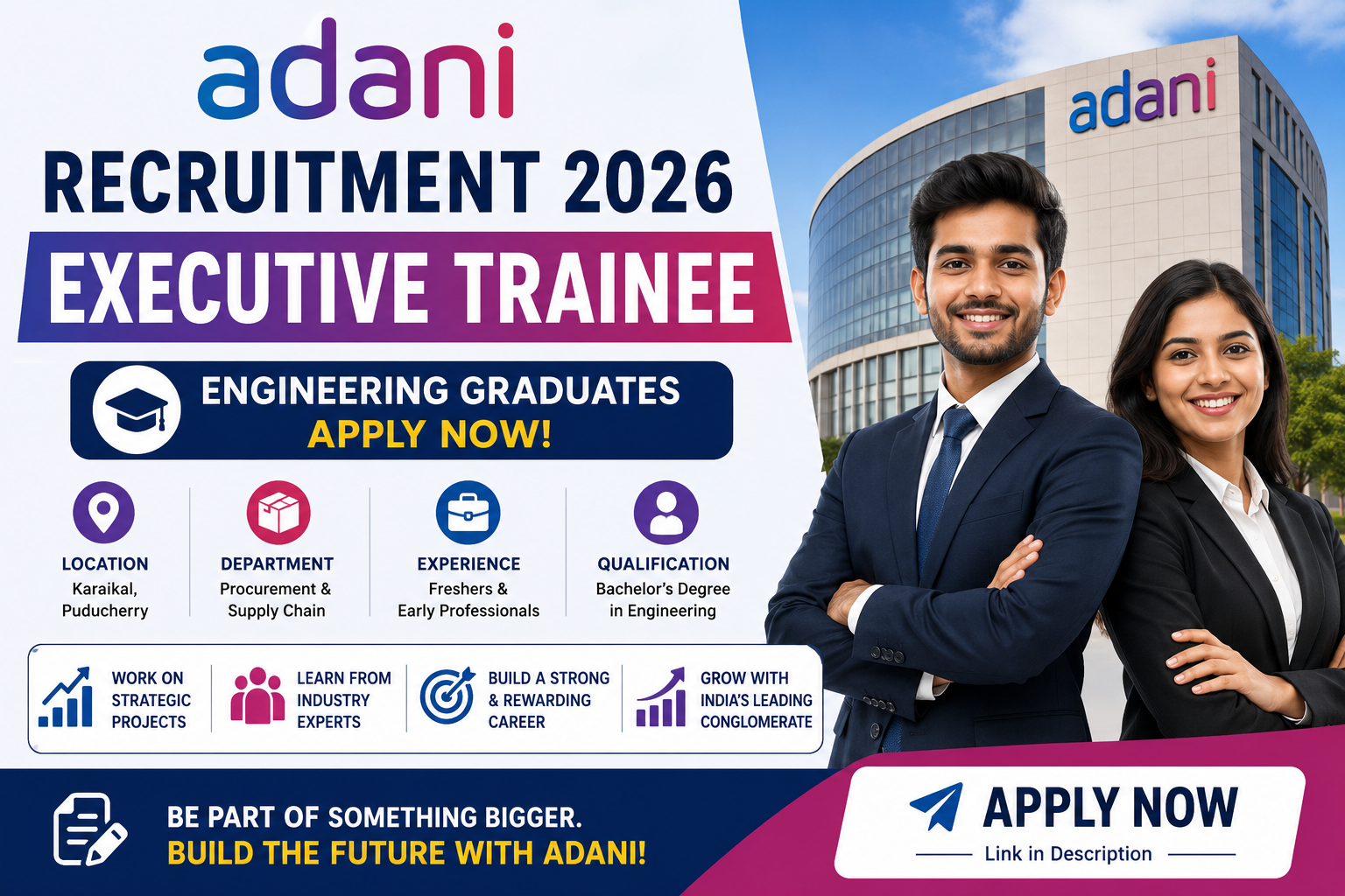 Adani Announces Executive Trainee Hiring 2026 for Engineering Graduates