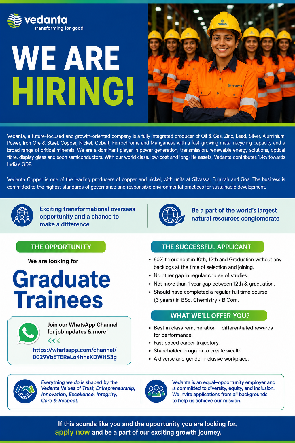 Vedanta Copper Recruitment 2026 Graduate Trainee Hiring for Fresh Graduates