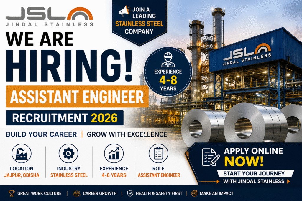 Jindal Stainless Assistant Engineer Recruitment 2026 | Apply