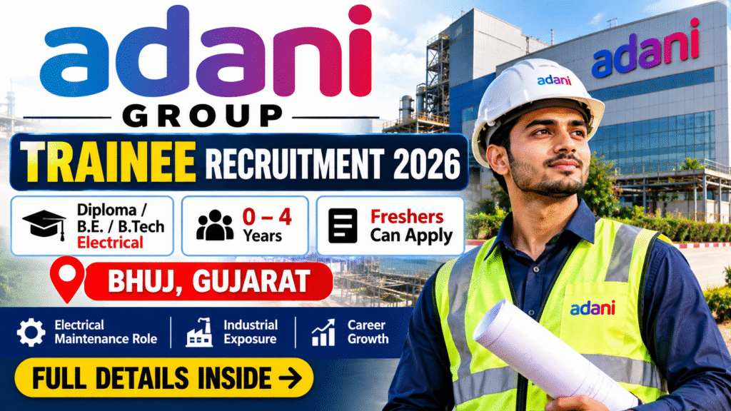 Adani Group Trainee Recruitment 2026 – Bhuj, Gujarat